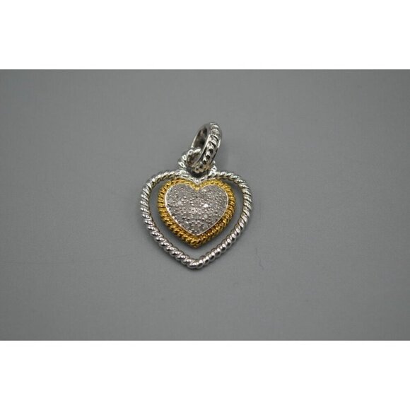 Sterling Silver Heart Pendant Set of 3 925 JS Gold Bronze Cubic Zirconia 9.95g - Picture 5 of 9